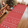 Lahome Christmas Runner Rug 2x6 for Hallway Red Non Slip Washable Low Pile Carpet Moroccan Snowflake Throw Rug Runner for Kitchen Entryway Laundry Bathroom Narrow Space Xmas Holiday Decor