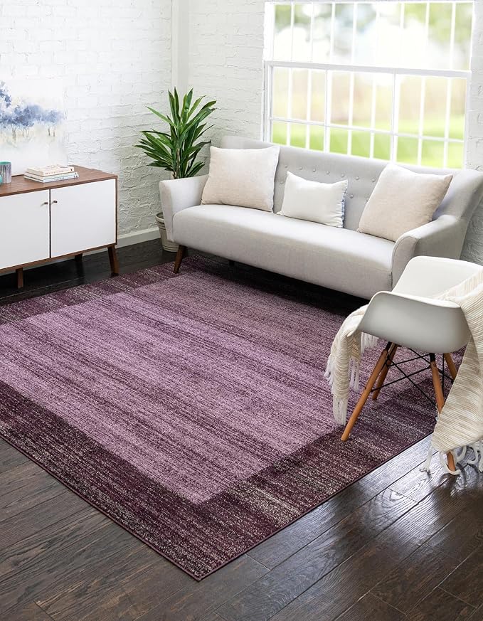 Rugs.com Angelica Collection Rug – 8 Ft Square Violet Medium Rug Perfect for Living Rooms, Kitchens, Entryways