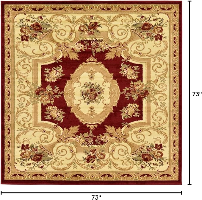 Unique Loom Versailles Collection Area Rug - Henry (6' 1" Square Red/Brown)