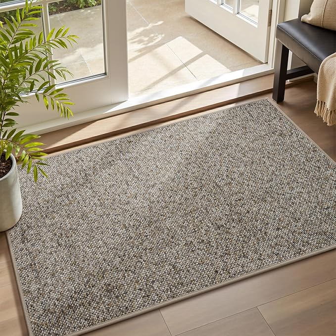 MontVoo Door Mat Indoor Entrance Doormat, Absorbent Durable Rubber Non Slip Front Door Mat for Inside Entry Entryway Dirt Trapper Welcome Mat, Grey Brown 32''x48''