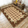 Cabin Pine Cones Area Rug 6x8ft for Living Room, Brown Buffalo Plaid Indoor Anti-Slip Large Area Rug Rustic Style Rugs for Bedroom, Lodge Living Rugs With Pine Cones, Throw Area Rug for Farmhouse