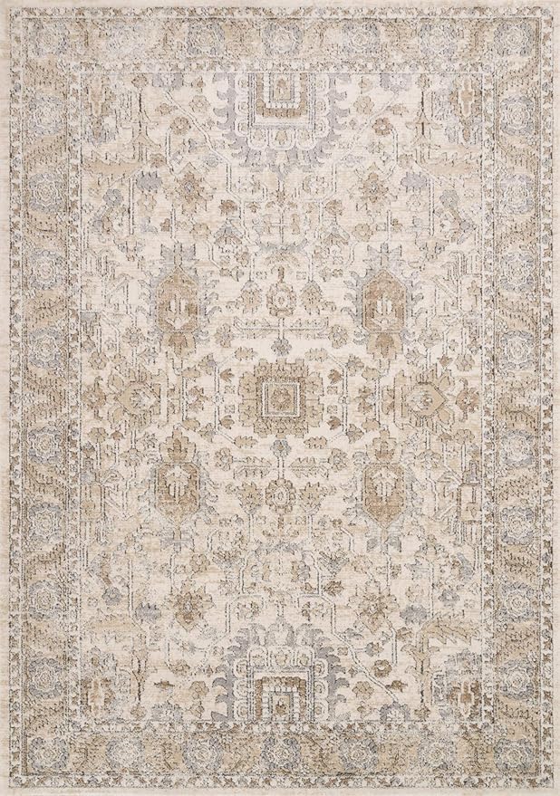 Loloi Teagan Collection TEA-03 Ivory/Sand 11'-6" x 15' Area Rug, Large, Soft Neutral Rug, High-Traffic for Living Room, Bedroom, Home Office, Dining Area