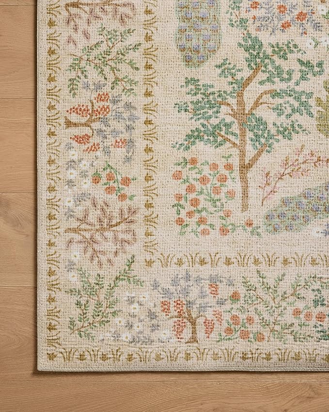 Loloi Rifle Paper Co. Canopy Collection CNP-05 Ivory 5'-0" x 5'-0" Round Accent Rug