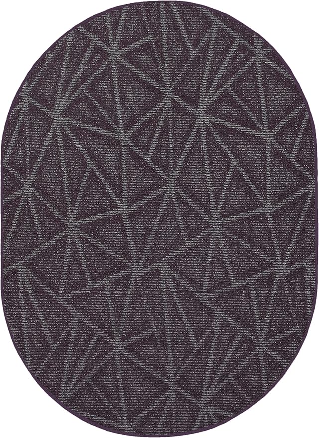Furnish my Place Geometrical Pattern Indoor/Outdoor Refine Purple Rug, Abstract Area Rug, Doorway Mat, Contemporary Rug for Living Room, Entryway, Made in USA - 2' x 4' Oval