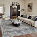 HUGEAR Large 8x10 Machine Washable Area Rug Purple Vintage Neutral Distressed Mat Soft Non Slip Low Pile Pet Friendly for Living Room Bedroom Dining Room