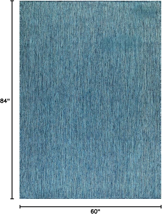 CAMILSON Outdoor Rug 5x7 Modern Area Rugs for Indoor and Outdoor Patios and Porches - Waterproof, Washable, Non-Shedding, Easy-to-Clean Outside Carpet (5 x 7, Solid - Aqua)