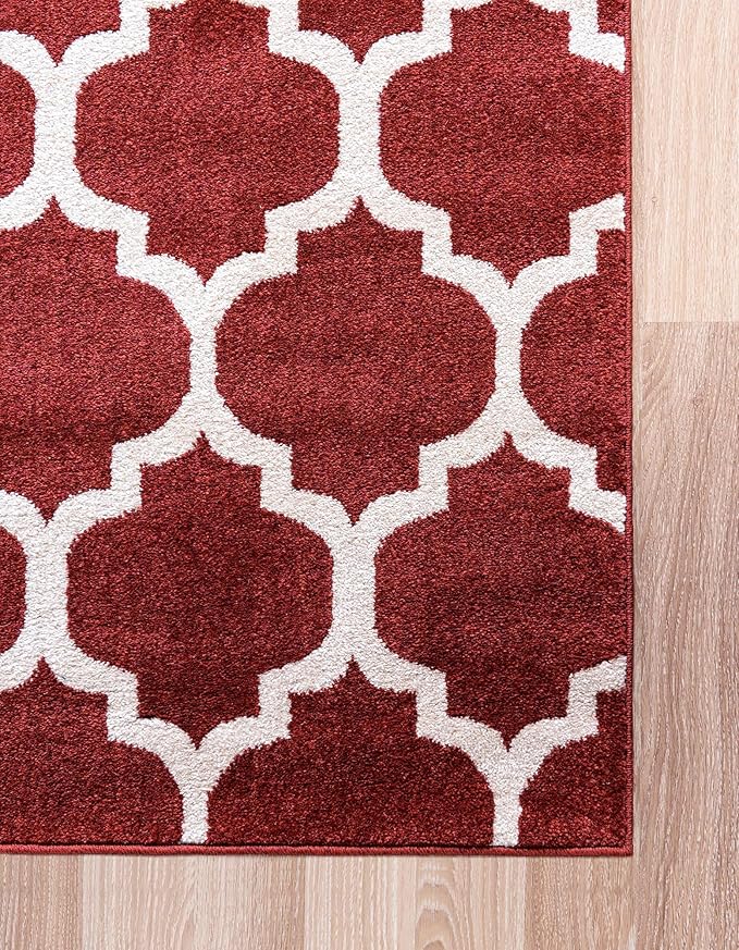 Rugs.com Lattice Collection Rug – 9' x 12' Dark Terracotta Medium Rug Perfect for Living Rooms, Large Dining Rooms, Open Floorplans