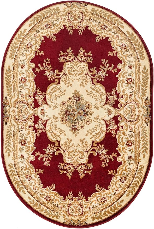 Rugs.com Chateau Collection Rug - 4' x 6' Oval Red Medium Pile Rug