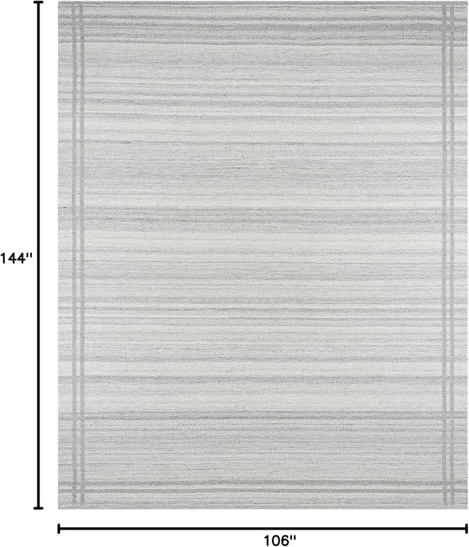Mark&Day Wool Rugs, 9x12 Janmichael Solid and Border Gray Area Rug, Grey Ivory Carpet for Living Room, Bedroom or Kitchen (8'10" x 12')