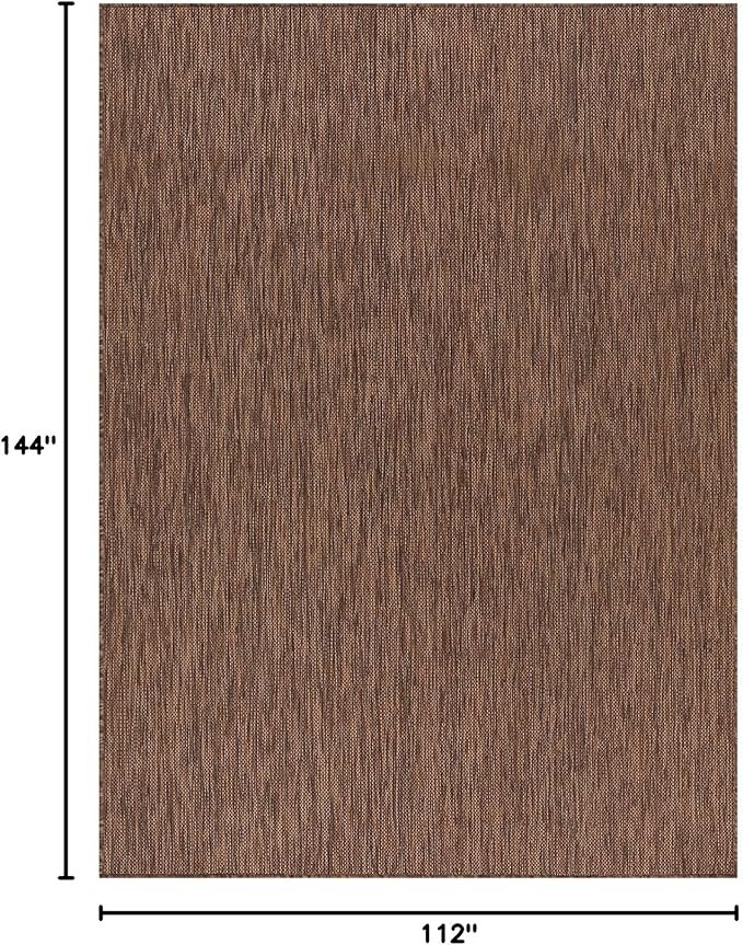 Beverly Rug Indoor Outdoor Rug 9x12, Washable Outside Carpet for Patio, Deck, Porch, Solid Modern Area Rug, Water Resistant, Gold Brown