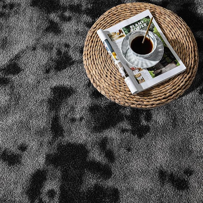 Large Area Rugs for Living Room Bedroom, 7 x 10 Ft Non-Slip Tie-Dyed Modern Area Rug, Soft Thickened Memory Foam Rug, Comfy Indoor Carpet for Boys Girls Room Nursery Dorm Home Decor, Dark Grey
