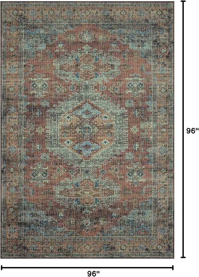Loloi Skye Collection SKY-07 Terracotta/Sky 8'-0" x 8'-0" Round Area Rug