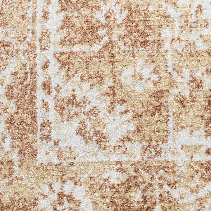 Nourison Home Astra Machine Washable Rust 4' x 6' Area Rug - Easy Clean, Non Shedding, Bed Room, Living Room, Dining Room, Kitchen (4' x 6')