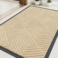 Kitinjoy Front Door Mat Outside Entrance, Sturdy Natural Dirt Trapper, Heavy Duty Rubber Doormat, Low Profile Non-Slip Backing, Easy Clean Floor Mat for Indoor Outdoor Entry, 35X23 Inch, Beige