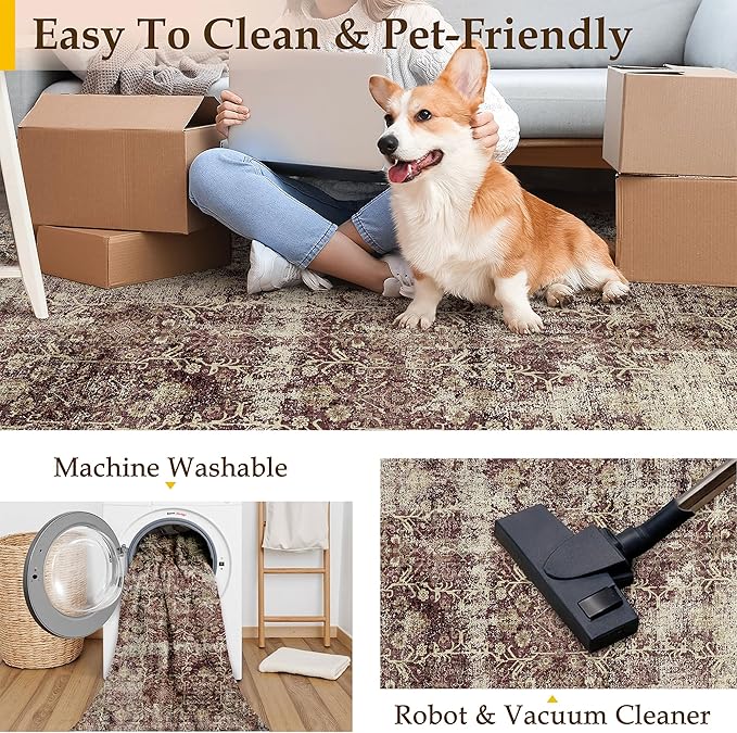 Rust Red Runner Rug 2x12 Vintage Area Carpet Hallway Long Indoor Kitchen Washable Living Room Low Pile Traditional Distressed Retro Accent Throw Rug Non Slip Laundry Bathroom Office