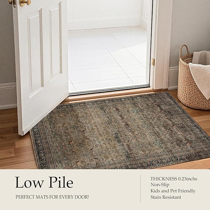 Area Rug Non Slip Machine Washable Ultra Soft Living Room/Bedroom/Kitchen/Outdoor/Classroom Vintage Brown, 8'×10'