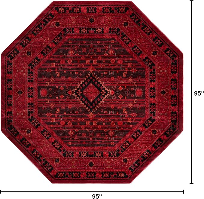 Unique Loom Tekke Collection Area Rug - Sheibani (7' 11" Octagon, Red/ Black)