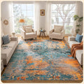 Istana Living Room Rug 10x14 - Multi/Blue 10 x 14 Area Rug - Foldable Machine Washable Area Rugs 10x14 - Stylish 10x14 Area Rugs Boho - Stain Resistant Washable Rug 10x14