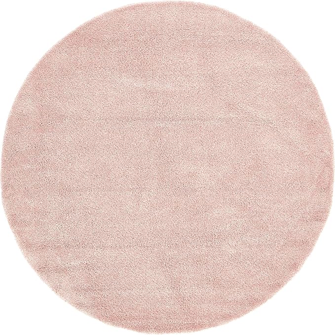 Unique Loom Solo Collection Area Rug - Calabasas (7' 10" Round, Pink)
