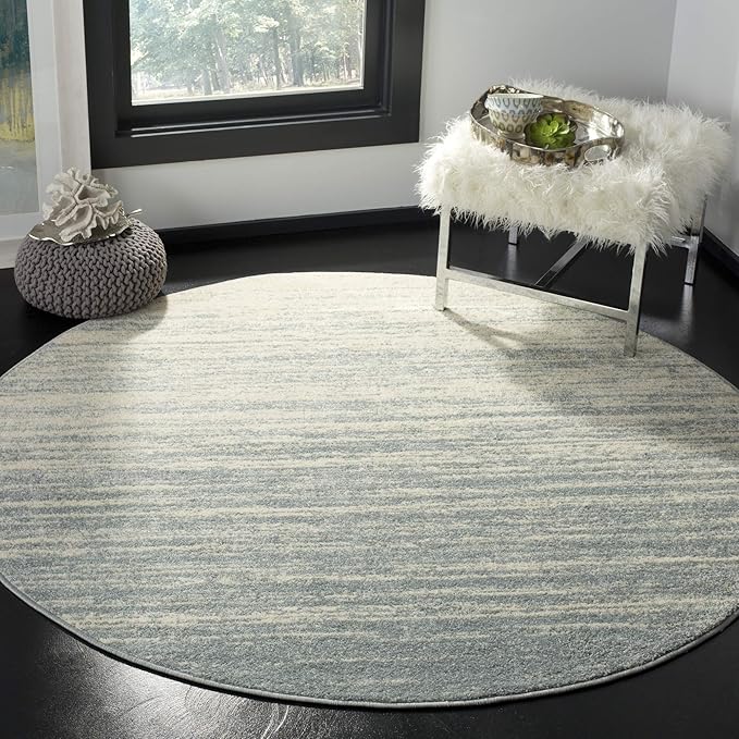 SAFAVIEH Adirondack Collection Area Rug - 6' Round, Cream & Purple, Modern Ombre Design, Non Shedding & Easy to Clean, Ideal for Living Room, Bedroom, Office, Dining Space (ADR113L)