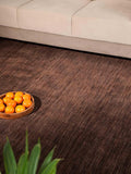 Hand Knotted Loom Wool ECO-Friendly Area Rugs - 8'x8', Square, Brown Color, Solid Plain Design, High Pile Thick Handmade Anti Skid Area Rugs for Living Room, Bed Room (L00111)