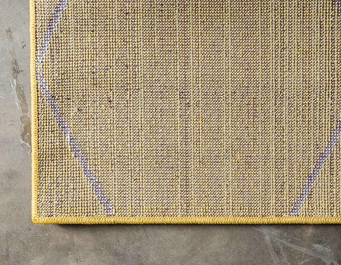 Unique Loom Trellis Frieze Collection Area Rug - Geometric (8' x 11', Yellow/ Ivory)
