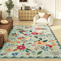 Living Room Rug 8x10 Rug Machine Washable Boho Area Rug Non Slip Floral Vintage Low Pile Large Rugs for Living Room, Bedroom, Farmhouse, Dining Room (Green)