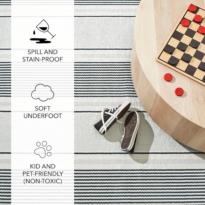 Dash & Albert Gunner Stripe Machine Washable Rug, 2.5 X 8 Feet, Grey Stripe Pattern