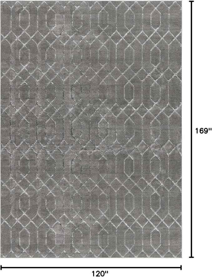 Unique Loom Glam Collection Area Rug - Trellis (10' x 14' 1" Rectangle, Gray Silver/ Silver)