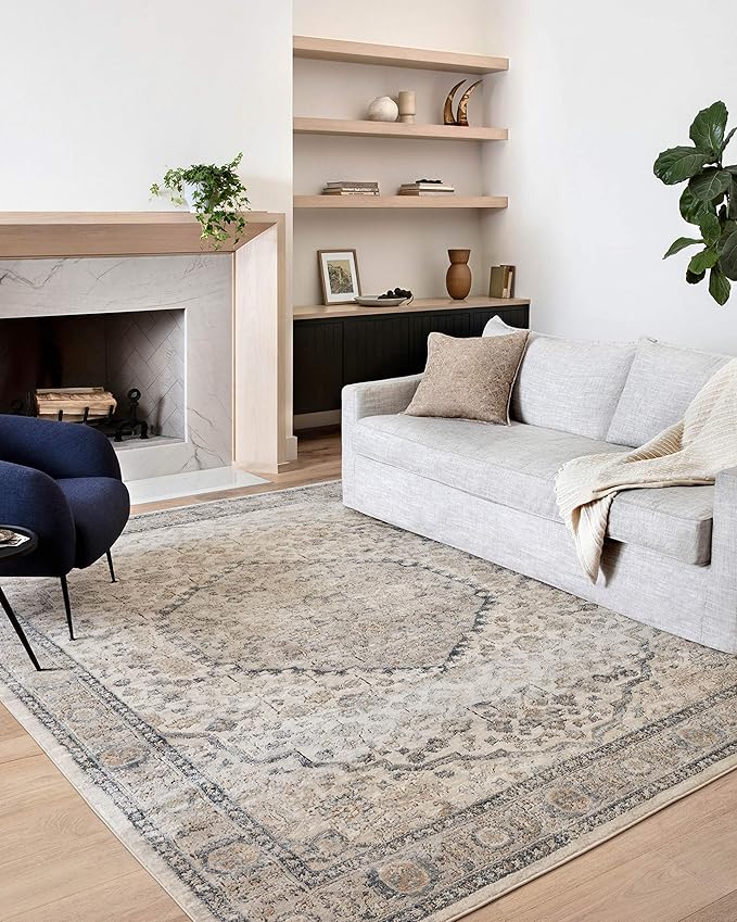 Loloi Teagan Collection TEA-01 Natural/Lt. Grey 2'-8" x 13' Runner Rug, Large, Soft Neutral Rug, High-Traffic for Living Room, Bedroom, Home Office, Dining Area