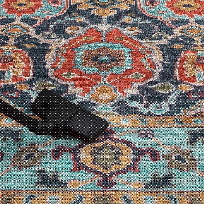 Keen Home Design 2x10 Rug - Machine Washable Runner Rug with Non-Slip Backing, Ideal for Hallway, Entryway, Kitchen, Laundry Room - Vintage, Easy Clean, Durable, Low Pile - (2'6" x 10')