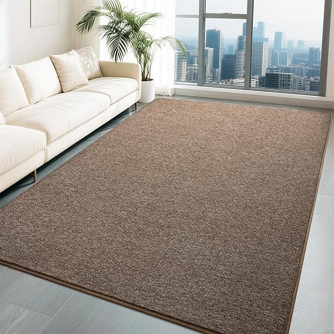 HQAYW 7x10 Large Area Rugs for Living Room Bedroom, Modern Thickened Memory Foam Soft Rug, Low Pile Minimalist Washable Non Slip Carpets for Kids Girls Boys Nursery Dorm Home Decor, Brown