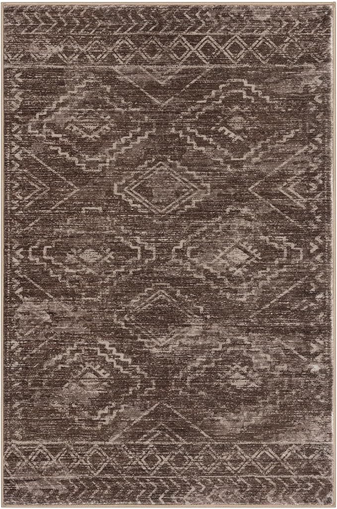 KILOCOCO Boho Entryway Rug 2x3 Printed Small Area Rug Indoor Door Mat Machine Washable Kitchen Rugs Super Soft Non Slip Throw Rugs for Bedroom Entrance Geometric Laundry Room, Rust Red