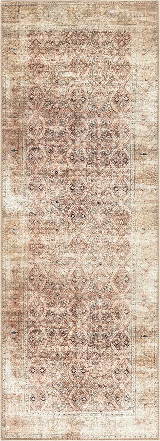 Keen Home Design 2x10 Rug - Machine Washable Runner Rug with Non-Slip Backing, Ideal for Hallway, Entryway, Kitchen, Laundry Room - Vintage, Easy Clean, Durable, Low Pile - (2'6" x 10')