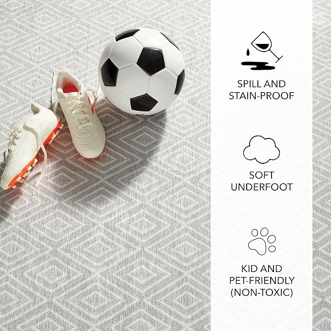 Dash and Albert Diamond Machine Washable Area Rug - 2' x 3' Platinum/White - Diamond Accent Rug - Anti-Slip Backing, Lightweight, Machine Washable, High Traffic Areas Kitchen, Mudroom, Laundry Room