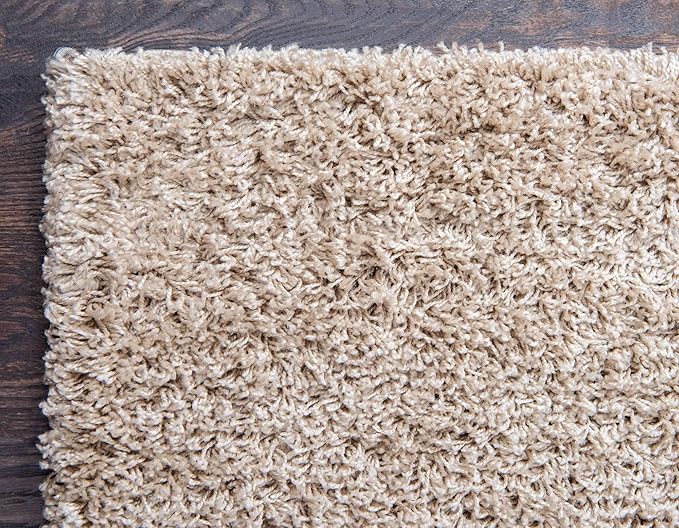 Unique Loom Solid Shag Collection Area Rug (2' x 6' 5" Runner, Taupe)