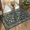 Rugcomf 2'x3' Entryway Rug - Paisley Pattern, Door Mat Indoor Entrance, Floral Vintage, Machine Washable, Non-Slip Low Pile Area Rug for Kitchen, Front Door, Kids Room - Green