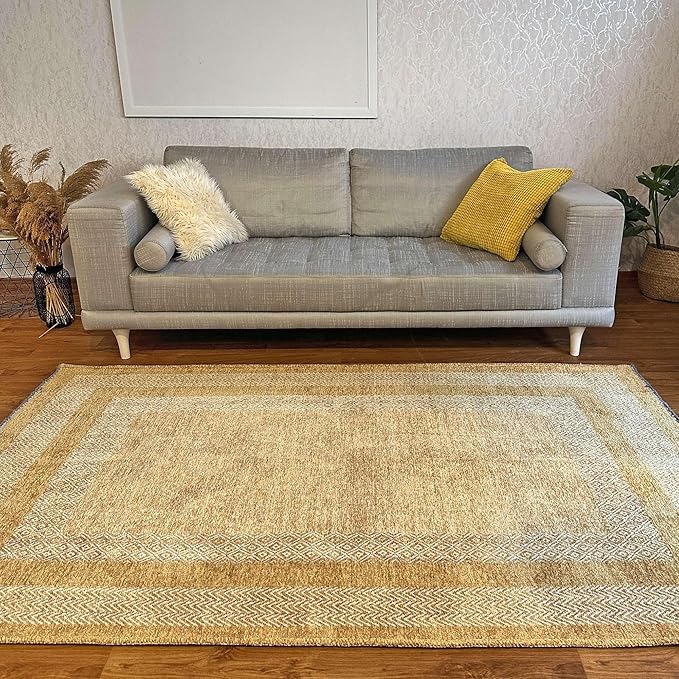 Alfa Rich 3x5 Amber Gold Washable Area Rugs for Living Room Bedroom Kitchen Dining Cotton Runner
