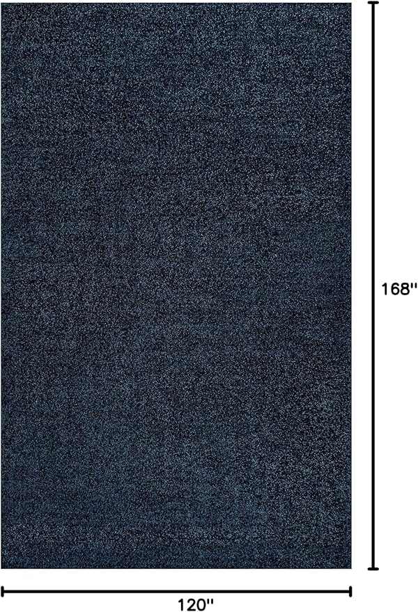 Eyely UES100C-14 Supersoft Haze Solid Low-Pile Indoor Area Rug, Coastal, Bohemian, Minimalist, Classic, Casual for Bedroom,Kitchen,Living Room,Non Shedding,Easy-Washing, Blue, 10 X 14