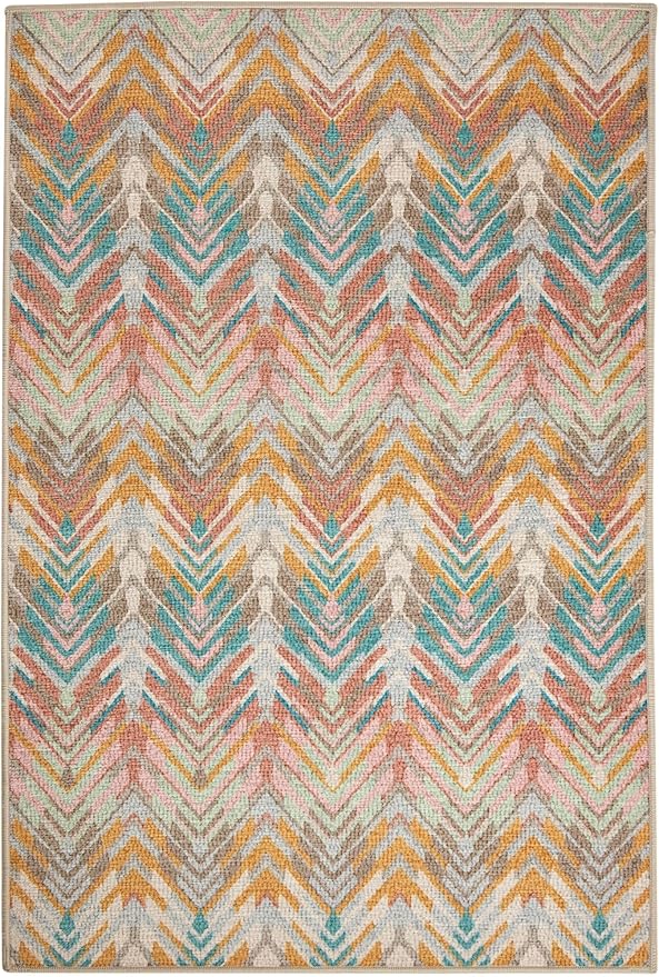 Dash & Albert Seneca Stone Machine Washable Rug, 6 X 9 Feet, Multi Graphic Pattern