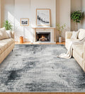 6x9 Washable Area Rugs - Modern Abstract Rugs for Living Room Non-Slip Low Pile Soft Machine Washable Carpet for Bedroom, Dining Room, Nursery, Home Office, Farmhouse (6'x9' Dark Grey)