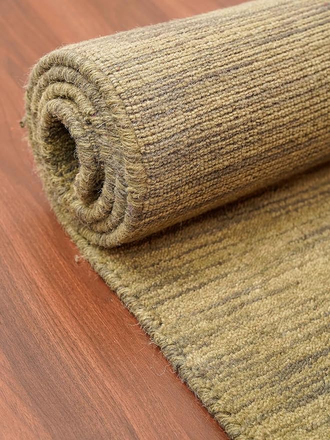 Rugsotic Carpets Hand Knotted Loom Wool 3'x5' Area Rug Solid Green L00111