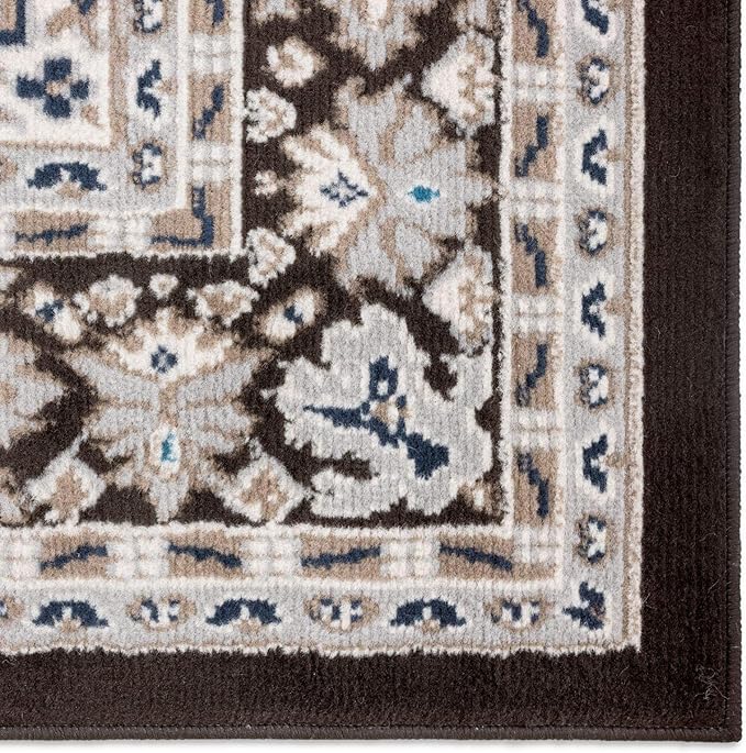 Home Dynamix Premium Sakarya Traditional Medallion Border Area Rug, Brown, 7'9"x10'8" , Rectangular