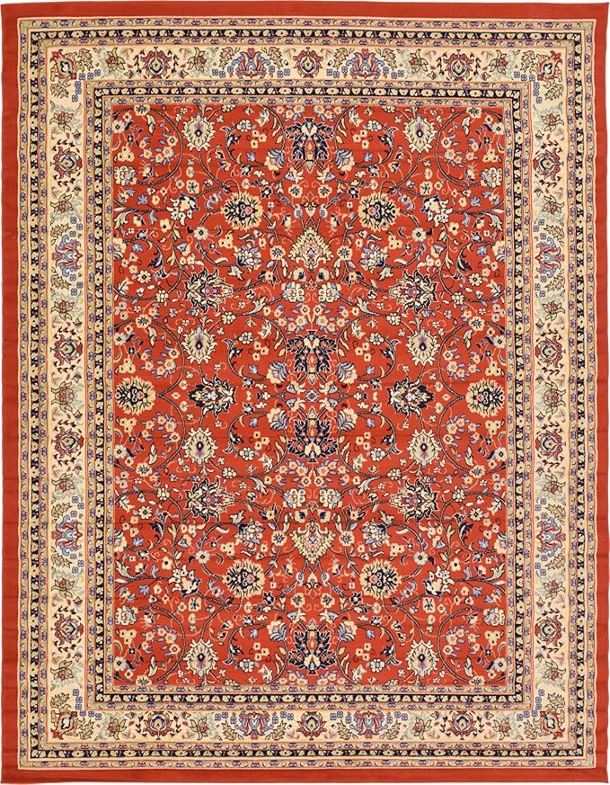 Unique Loom Sialk Hill Collection Area Rug - Washington (9' x 12' Rectangle Terracotta/Cream)