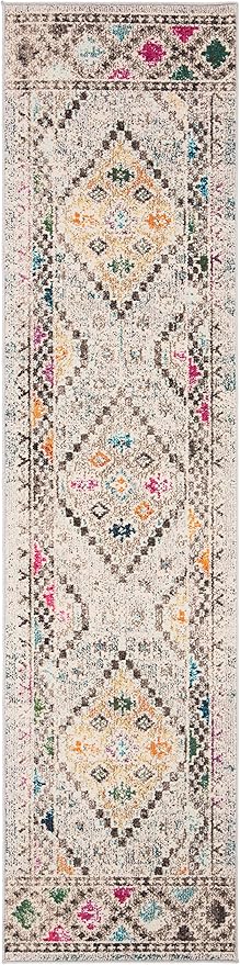 SAFAVIEH Madison Collection Runner Rug - 2'2" x 20', Grey & Yellow, Boho Diamond Distressed Design, Non-Shedding & Easy Care, Ideal for High Traffic Areas in Living Room, Bedroom (MAD418F)