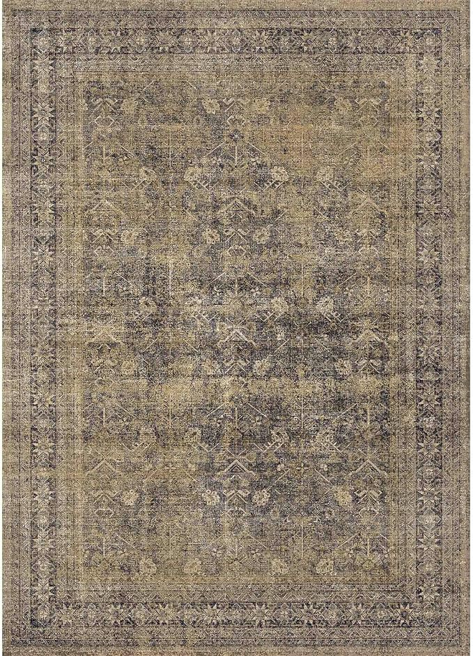 5x7 Brown Black Area Rug for Living Room Washable Vintage Distressed Carpet Bedroom Low Pile Non Slip Indoor Soft Retro Throw Accent Rug Office Kitchen Bathroom Dining Room