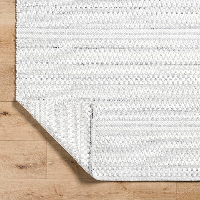 Mark&Day Wool Rugs, 2x3 Precious Solid and Border Cream/Charcoal Area Rug, Cream Grey Carpet for Living Room, Bedroom or Kitchen (2' x 3')