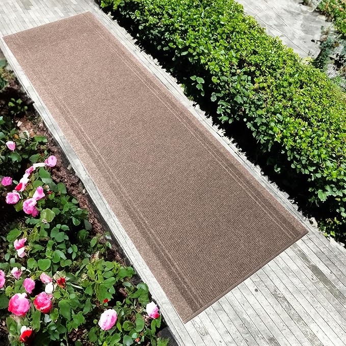 English Home Custom Size Anti Slip Striped Design Light Weight Durable TPR Backing Thin Pile Runner Rug (26" x 5')