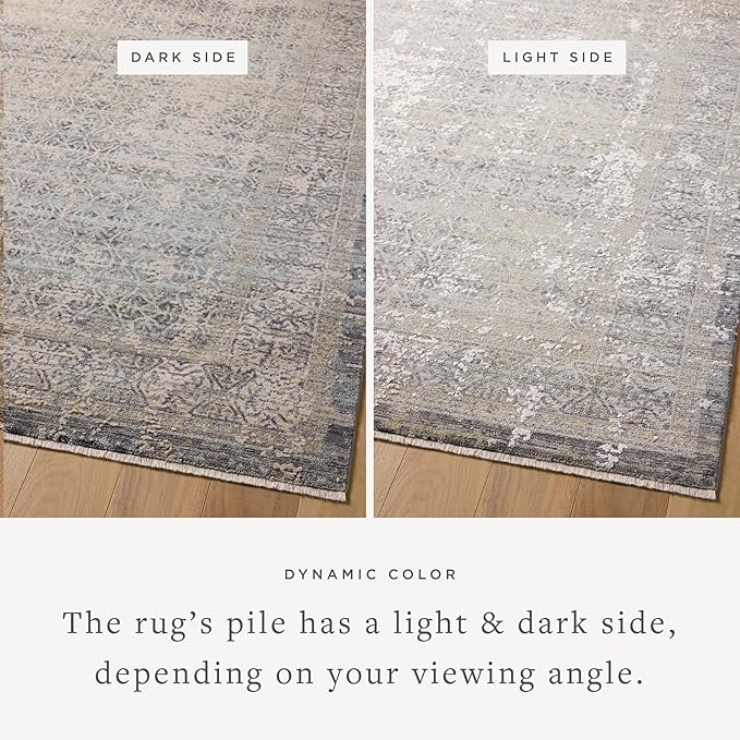 Loloi Amber Lewis Alie Collection ALE-04 Sky/Stone 7'-10'' x 7'-10'', .13'' Pile Height, Round Area Rug