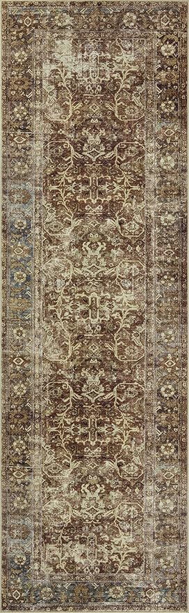 Loloi Magnolia Home by Joanna Gaines Sinclair Collection SIN-01 Rust/Lagoon 7'-6" x 9'-6", .25" Pile Height, Machine Washable, Area Rug